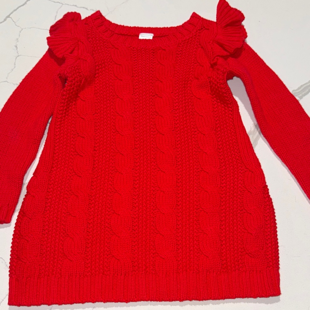 Carters Girls Toddler 2T Red Sweater Long Sleeve Dress